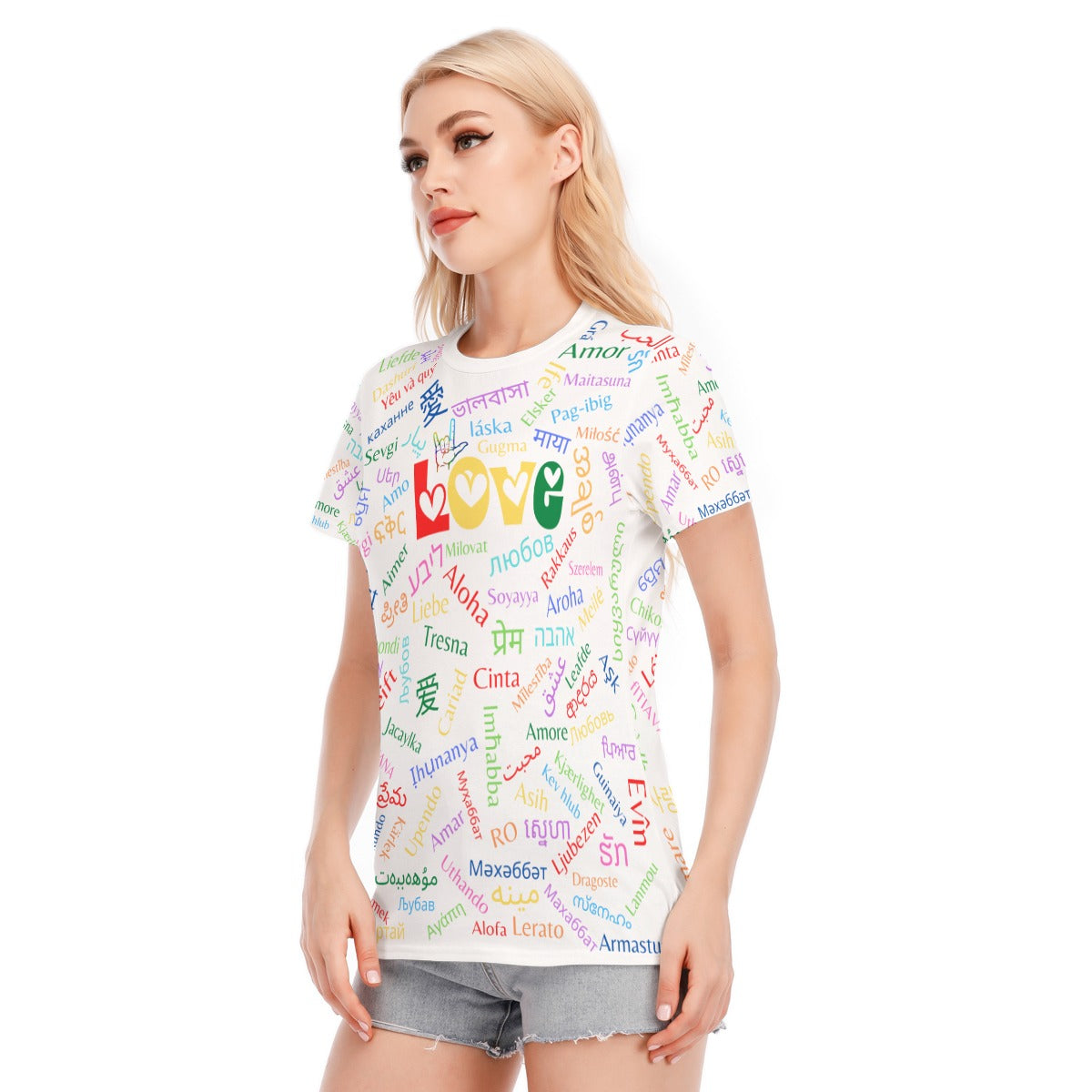 Women's 100% Cotton Round Neck Love T-Shirt